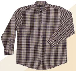100% cotton Three Tone Check Shirt short and long sleeves - Navy