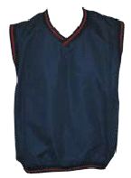 Sleeveless V-Ribbed Windbreaker - Navy / Red