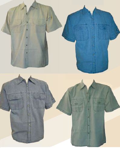 Plain Pigment dyed short sleeve shirt - GREEN