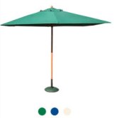 3 m Square Wooden Umbrella.  H/Green
