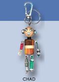 Wooden & Metal Robot Keyring 'Chad'