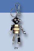 Wooden & Metal Robot Keyring 'Ziv'