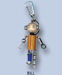 Wooden & Metal Robot Keyring 'Bill'