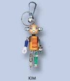 Wooden & Metal Robot Keyring 'Kim'