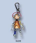 Wooden & Metal Robot Keyring 'Suzie'