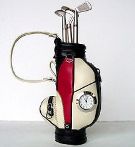 Golf Bag Pen Holder With Clock. Available In Black, Brown, And R