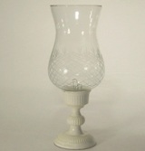 White Hurrican Lamp with Glass - 32.5cm