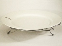 White Round Platter with chrome Stand