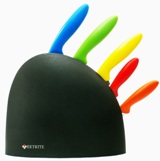 Eetrite Knife Set Coloured Knives in Black Holder