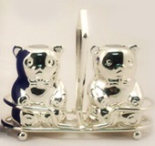 Silver Plated Cruet (Salt & Perpper) Set - Teddy Bears