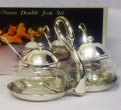 Silver Plated Swan Double Jam Set - 12.5cm