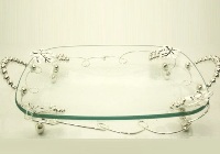 Silver Plated Glass Server Tray - 47cm