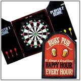 Dart Board In Wooden Pub Case