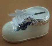 Silver Plated Shoe Money Box Cream - 11cm