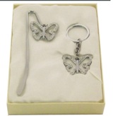 Gift Set with Blingy butterfly Bookmark and keyring