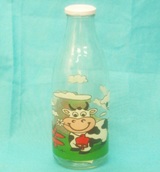 1 Litre Glass Milk Bottle - Pink Cow 1 Litre Glass Milk Bottle - Pink Cow