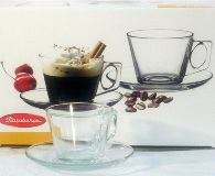 Box 6 Glass Cups & Saucers 105ml Box 6 Glass Cups & Saucers 105ml