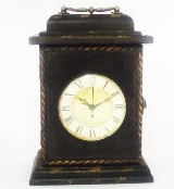 Brown Wooden Carraige Desk Clock - 26cm High