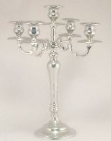 5 Arm Shiny Aluminium Candelabra - 40cm