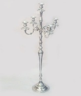 5 Arm Shiny Aluminium Candelabra - 100cm