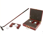 Metal Golf Indoor Putting Set in Wooden Box