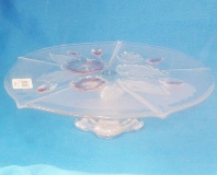 Evita Satin Rose Glass Footed Cake Plate - 34cm Evita Satin Rose Glass Footed Cake Plate - 34cm