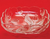 Satin Rose Glass Fruit Bowl Square - 26.5cm