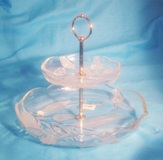 Satin Rose Glass 2 tier Server - 25.5cm