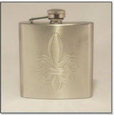 Hip Flask 6 oz with Fleur D'Lis Design