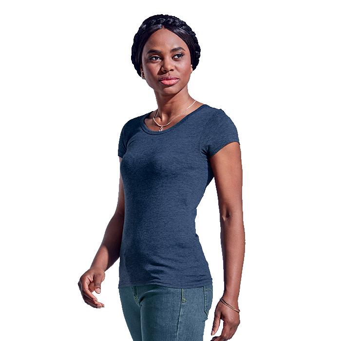 Barron Ladies Melange Crew Neck T-Shirt - Avail in: Blue Melange