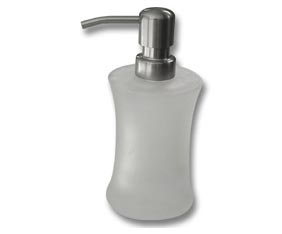 S/S FROSTED GLASS SOAP DISPENSER `HOURGLASS`