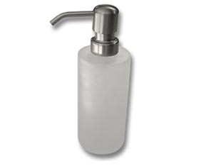 S/S FROSTED GLASS SOAP DISPENSER `ROUND`