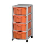 4 Drawer Mobile Unit   L482 x W382 x H842mm- Grey / Orange