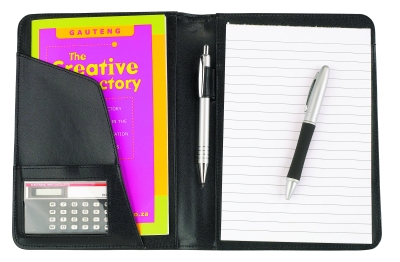 Black A4 folder drophandle with calc & notepad