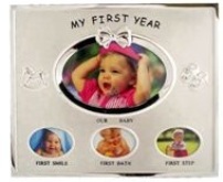 Photo Frame Silver - Baby 1st Year - 4 Windows