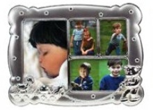 Matt Silver 4 window Baby Photo frame - Bear