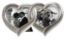 2 Heart Design Photo Frame - Silver Plated