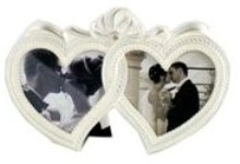 Double Heart Design Photo Frame - Cream Enamel