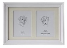Inverted Wooden Photo Frame - White 2 Windows (4* 6 inch)