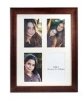 Broad Brown Wooden Photo Frame - 4 Windows