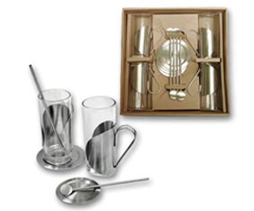 MSS + GLS MUGS + SPOONS + STRAWS IN PRES BOX (SET OF 4)