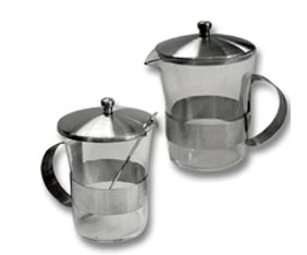 MSS & GLS MILK JUG & SUGAR BOWL SET  MINOR  220ML