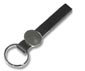 slv + black leather loop keyring  round