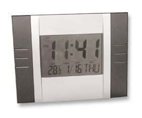 Slv & Blk Digital Wall mounted clock with calender + temp