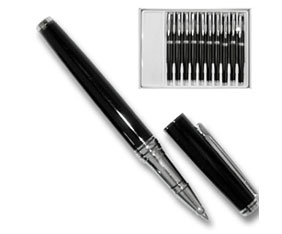 SILVER & BLACK ROLLERBALL, 10 PIECES PER BOX