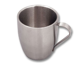 SS DBL WALL COFFEE MUG W/HANDLE 220ML