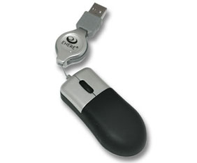 BLACK RUBBER + SILVER OPTICAL TRAVEL MOUSE