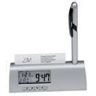 Stylish desk clock with calendar,  pen and business card holder.