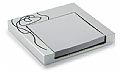 Heavy metal memo pad holder with grey paper block.
