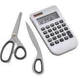 Desktop Gift Set - 8 digit pocket calculator scissors, letter o